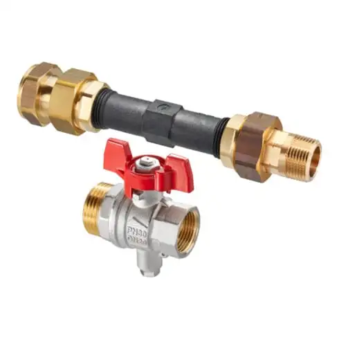 Oventrop Set de raccordement compteur de chaleur pour répartiteur, étage, avec robinet à boisseau sphérique DN 20