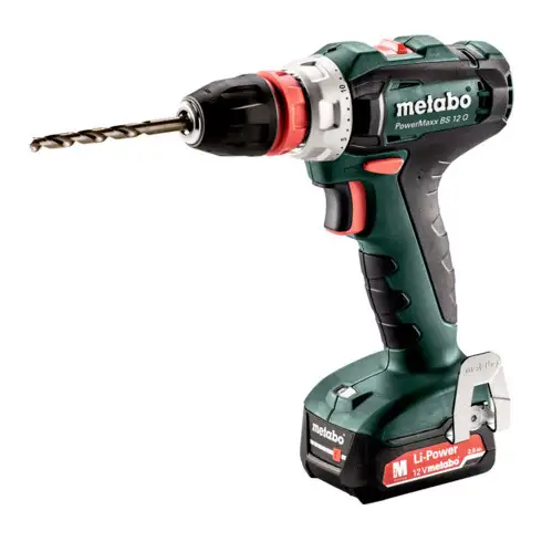 Perceuse-visseuse sans fil PowerMaxx BS 12 Q metabo, Coffret, 12V 2x2Ah Li-Ion + SC 30