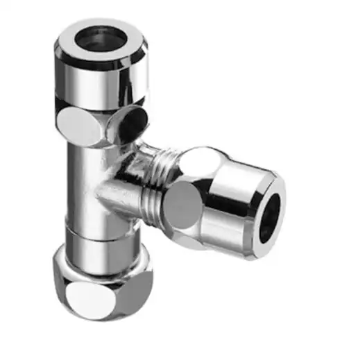 Pièce en T avec écrou-raccord mobile 3/8 chromé