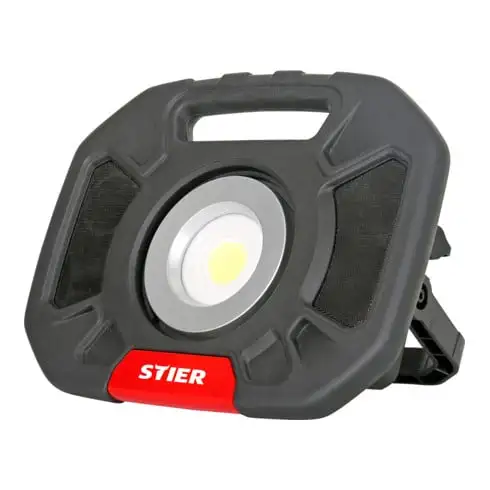 Projecteur de chantier à LED COB sans fil STIER, 4 000 lumens, 40 W, avec haut-parleur Bluetooth
