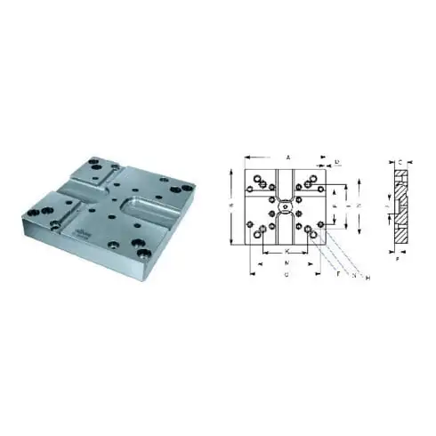 RÖHM Plaque de base standard GP, 250x250 avec tour DUO