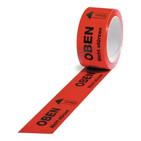 Ruban adhésif d'avertissement PP, Oben L. 66 m, l. 50 mm rouge Rouleau