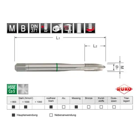 Ruko Presentoir de comptoir boîte de 10 tarauds machine HSSE Co 5