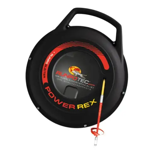 RUNPOTEC Tire-câbles en fibres de verre PowerRex dans un  boîtier en plastique, Longueur ruban: 20 m