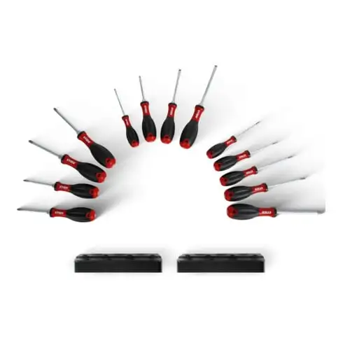 Set de tournevis STIER 15 pcs, avec 2 supports, manche 3K ergonomique