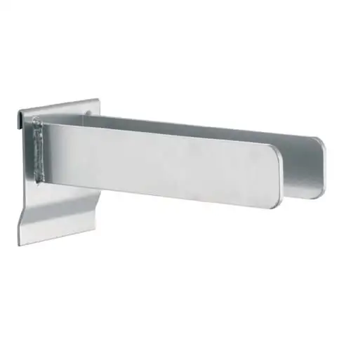 Support à fourche L. 200 mm acier galvanisé p. panneaux perforés à fentes