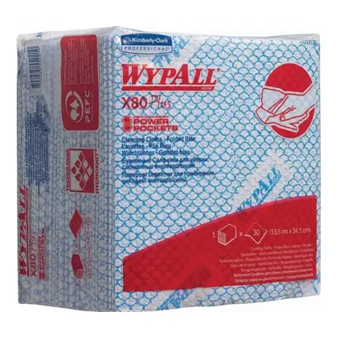 Torchon Wypall X80 19164 L350xl340env. mm 1 couche, plié en quarts jaune 8 sache