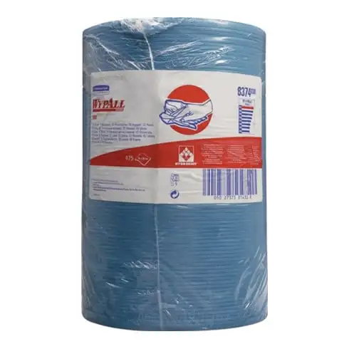 Torchon Wypall X80 8374 L380xl420env. mm 1 couche bleu acier 1 rouleau x 475 ser