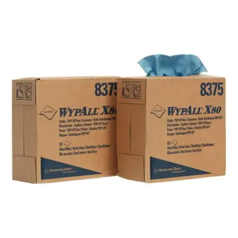 Torchon Wypall X80 8375 L426xl231env. mm 1 couche bleu acier 5 boîtes x 80 servi