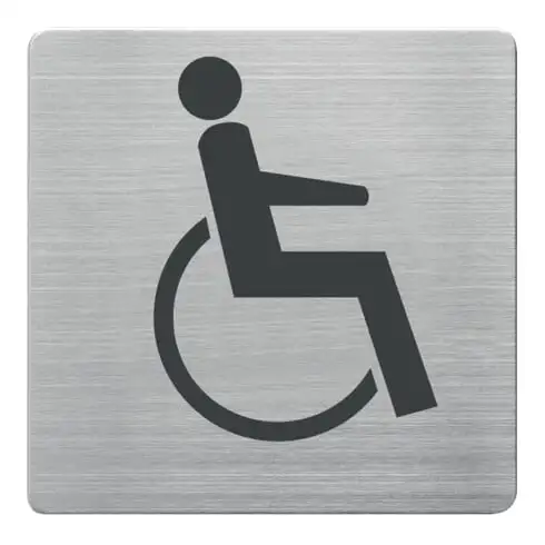 Tür-/Infoschild l.90xH90 mm fenêtre handicapés WC dos en acier inoxydable brossé