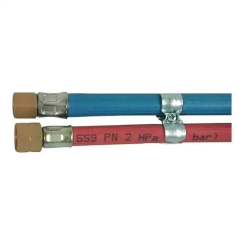 Tuyau de gaz L. 15 m D. int. 6,3 / 8 mm épaisseur du mur 5 / 3,5 mm rouge / bleu