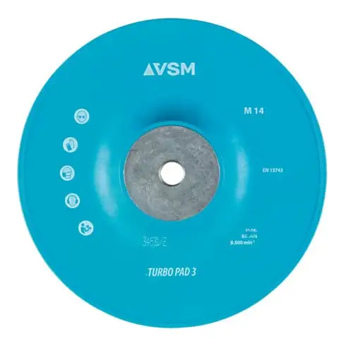 VSM Plateau-support pour disques en fibre TURBO PAD 3 dur/nervuré, ⌀ ext. : 180 mm