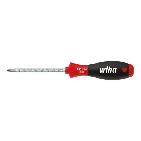 Wiha Tournevis SoftFinish® Phillips avec lame ronde et échelle graduée en mm gravée au laser (36072) PH1 x 80 mm